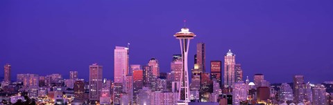 Framed USA, Washington, Seattle, night Print