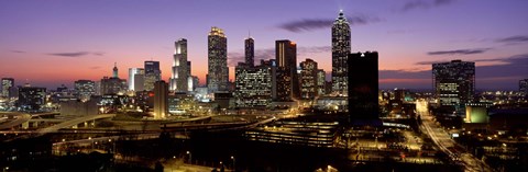 Framed Skyline At Dusk, Cityscape, Skyline, City, Atlanta, Georgia, USA Print