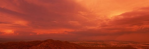 Framed Storm clouds over mountains at sunset, South Mountain Park, Phoenix, Arizona, USA Print