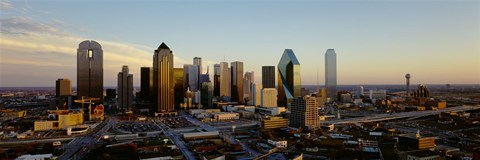 Framed High angle view of buildings in a city, Dallas, Texas, USA Print