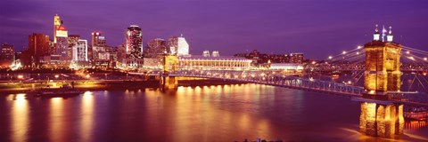 Framed USA, Ohio, Cincinnati, night Print