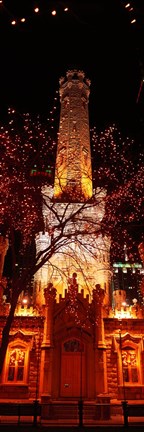 Framed Night, Old Water Tower, Chicago, Illinois, USA Print