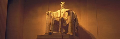 Framed USA, Washington DC, Lincoln Memorial, Low angle view of the statue of Abraham Lincoln Print