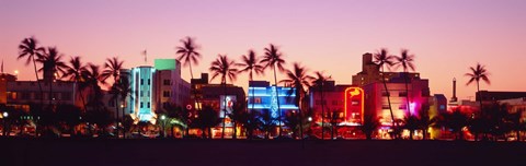 Framed Night, Ocean Drive, Miami Beach, Florida, USA Print