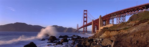 Framed Bridge across the bay, San Francisco Bay, Golden Gate Bridge, San Francisco, Marin County, California, USA Print