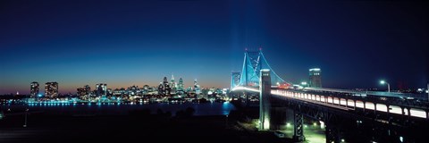 Framed Bridge across a river, Delaware Memorial Bridge, Delaware River, Philadelphia, Philadelphia County, Pennsylvania, USA Print