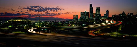 Framed Sunset Puget Sound &amp; Seattle skyline WA USA Print