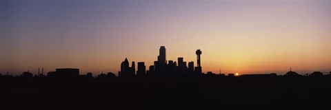 Framed Sunrise Skyline Dallas TX USA Print