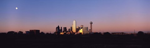 Framed Sunset Skyline Dallas TX USA Print
