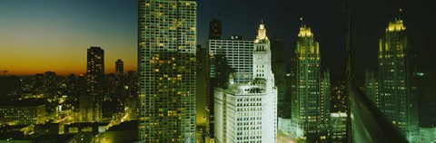 Framed Close-Up of Chicago at Night Print