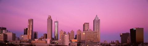 Framed USA, Georgia, Atlanta, Panoramic view of the city at dawn Print