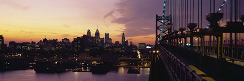 Framed Bridge over a river, Benjamin Franklin Bridge, Philadelphia, Pennsylvania, USA Print