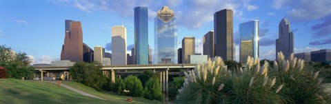Framed Aerial View of Houston Skyscrapers, Texas Print