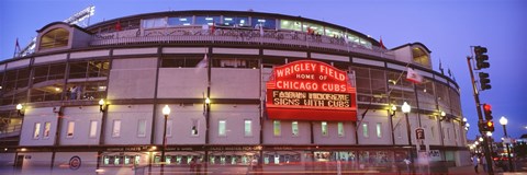 Framed Wrigley Field at night, USA, Illinois, Chicago Print