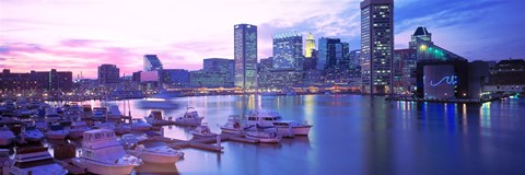 Framed Sunset, Inner Harbor, Baltimore, Maryland, USA Print