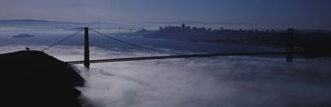 Framed USA, California, San Francisco, Fog over Golden Gate Bridge Print