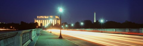 Framed Night, Lincoln Memorial, District Of Columbia, USA Print