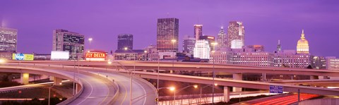 Framed USA, Georgia, Atlanta, Skyline at dusk Print