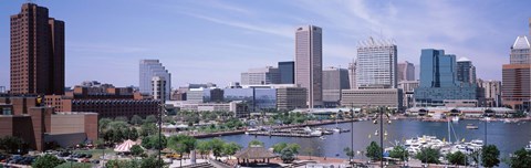 Framed USA, Maryland, Baltimore, High angle view of Inner Harbor Print