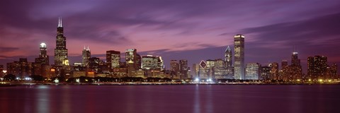 Framed Chicago with Purple Night Sky Print