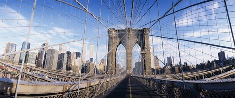 Framed Railings of a bridge, Brooklyn Bridge, Manhattan, New York City, New York State, USA, (pre Sept. 11, 2001) Print