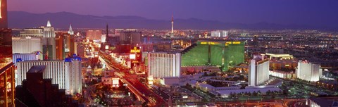 Framed Las Vegas Lit Up at Dusk Print