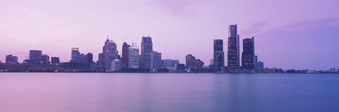 Framed Detroit skyline, Michigan Print