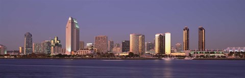 Framed San Diego Skyline, California at dusk Print