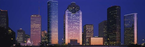 Framed Houston skyscrapers at night, Texas Print