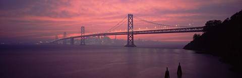 Framed Bridge across a sea, Bay Bridge, San Francisco, California, USA Print