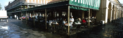 Framed Tourists at a coffee shop, Cafe Du Monde, Decatur Street, French Quarter, New Orleans, Louisiana, USA Print