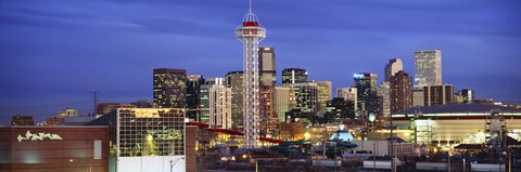 Framed Denver skyline at dusk, Colorado Print