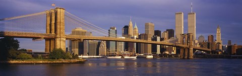 Framed Bridge over a river, Brooklyn Bridge, Manhattan, New York City, New York State, USA Print