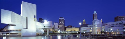 Framed Buildings lit up, Cleveland, Ohio Print