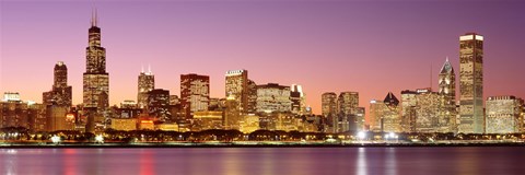 Framed Dusk Skyline Chicago IL USA Print