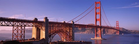 Framed Suspension bridge at dusk, Golden Gate Bridge, San Francisco, Marin County, California, USA Print