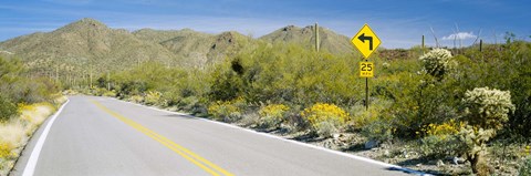 Framed Directional signboard at the roadside, McCain Loop Road, Tucson Mountain Park, Tucson, Arizona, USA Print