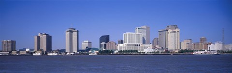 Framed Buildings at the waterfront, Mississippi River, New Orleans, Louisiana Print