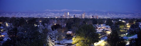 Framed Denver in winter, Colorado Print