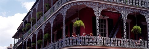 Framed People sitting in a balcony, French Quarter, New Orleans, Louisiana, USA Print