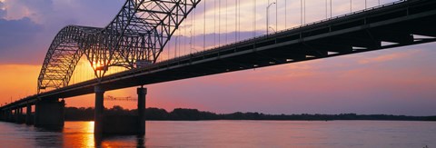 Framed Sunset, Hernandez Desoto Bridge And Mississippi River, Memphis, Tennessee, USA Print