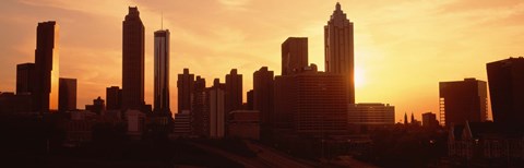 Framed Sunset Skyline, Atlanta, Georgia, USA Print