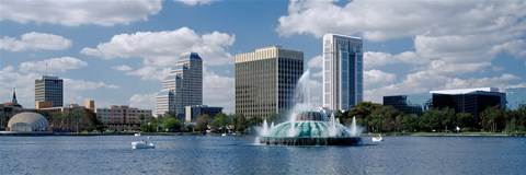 Framed Buildings at the waterfront, Lake Eola, Orlando, Florida, USA Print
