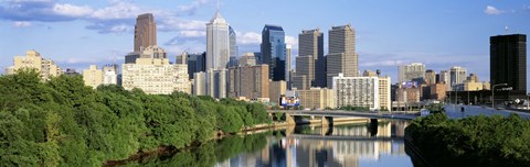 Framed Daytime View of Philadelphia with Clouds Print