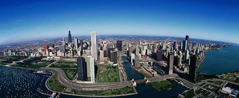 Framed Aerial view of Chicago IL Print
