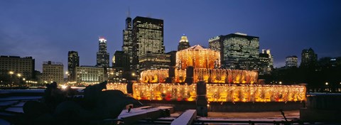 Framed Buckingham Fountain Decorated For Christmas, Chicago, Illinois, USA Print