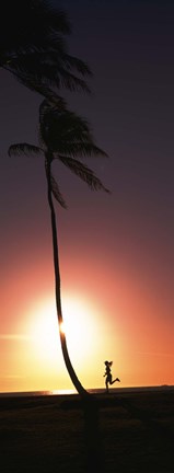 Framed Runner on Magic Island, Hawaii (vertical) Print