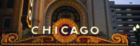 Framed Close-up of the entrance of a stage theater, Chicago Theater, Chicago, Illinois, USA Print
