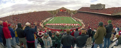 Framed Spectators watching a football match at Camp Randall Stadium, University of Wisconsin, Madison, Dane County, Wisconsin, USA Print