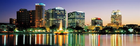 Framed Skyline At Dusk, Orlando, Florida, USA Print